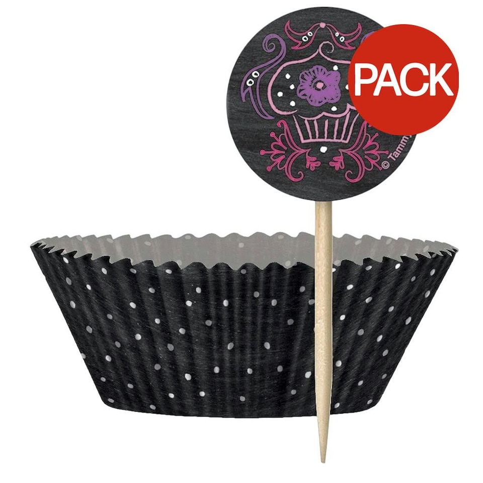 Unique Party Birthday Cake Topper Set (Pack of 48) - Black - One Size