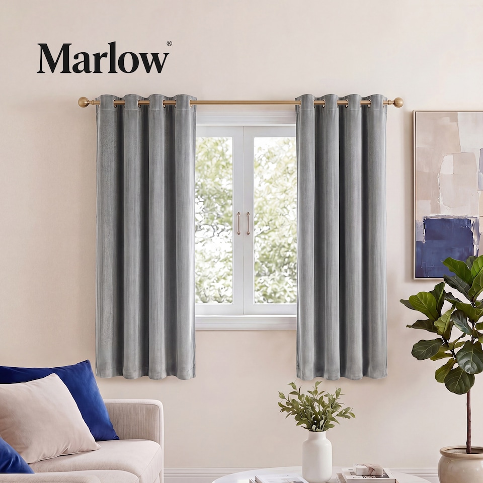 image 1 of Marlow Velvet Blackout Eyelet Curtains with Tie Backs for Home