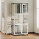 image 7 of PawHut Wooden Cat House with Asphalt Roof, Cat Cage for Multiple Cats White White | Dark grey