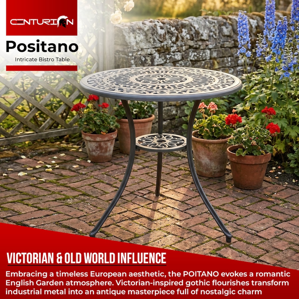 image 1 of Centurion Supports POSITANO Garden and Patio Grey Cast Aluminium Bistro Table | Grey | Grey
