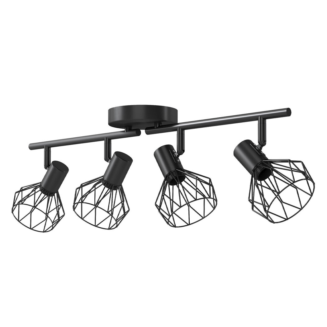 EMITTO 4-Way Spotlight Ceiling Light Adjustable Vintage Black Metal E14 Fixture