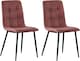 image 3 of MCC Direct Henri Faux Suede Leather Dining Chairs Set of 4 Pink