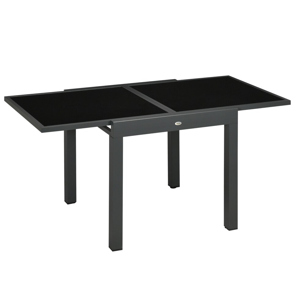 image 1 of Outsunny Extendable Garden Outdoor Aluminium Dining Table Patio Table, Black