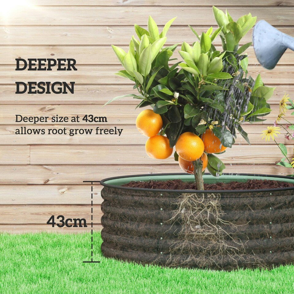 image 1 of Outsunny Galvanised Planter with Gloves, 120 x 120 x 43cm, Light Green Green