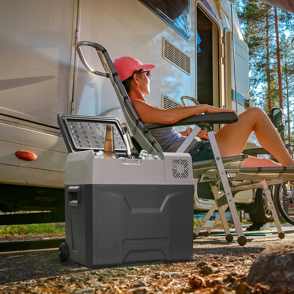 image 1 of HOMCOM Car Refrigerator, Portable 12, 24V 50L Fridge Freezer