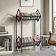 image 2 of HOMCOM 50 CD Storage Rack, 2-Tier Metal Display Rack for CDs, DVDs, Black | Black | Black | 45.2L x 25.4W x 80H cm
