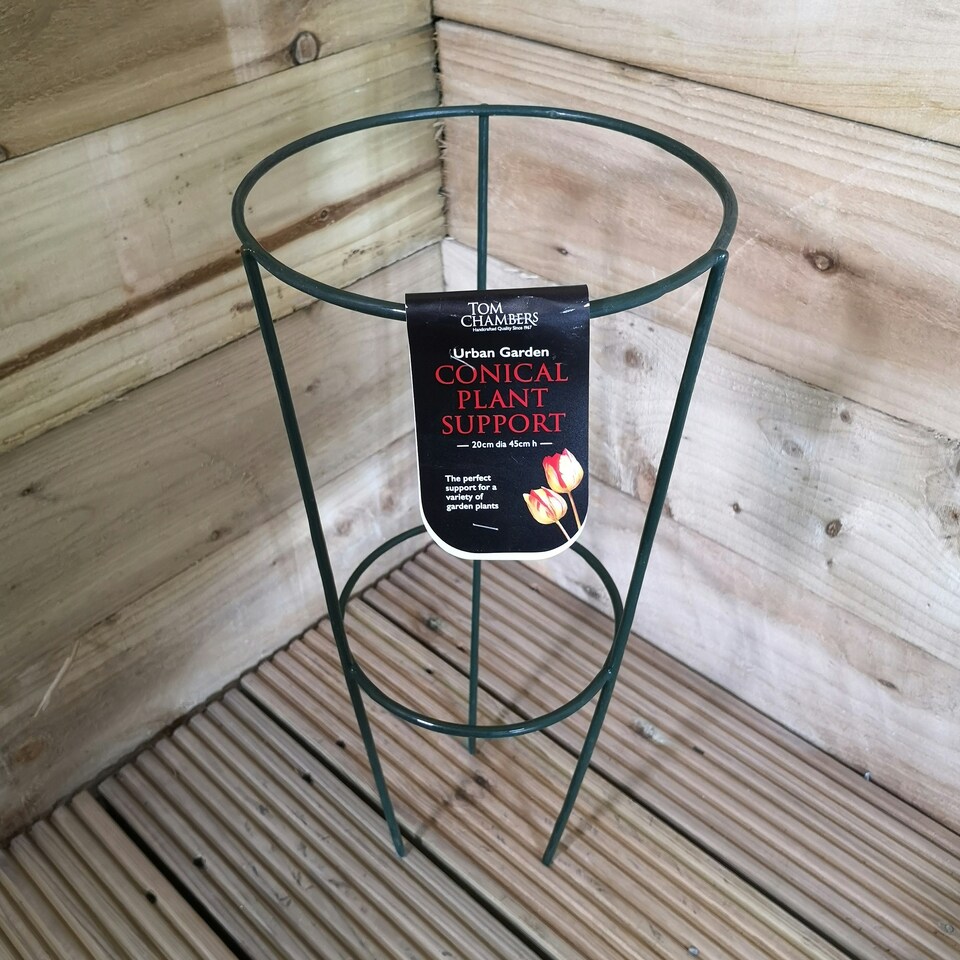image 1 of Pack of 3 Tom Chambers Urban Green Conical Garden Plant Support Ring 20cm- Small