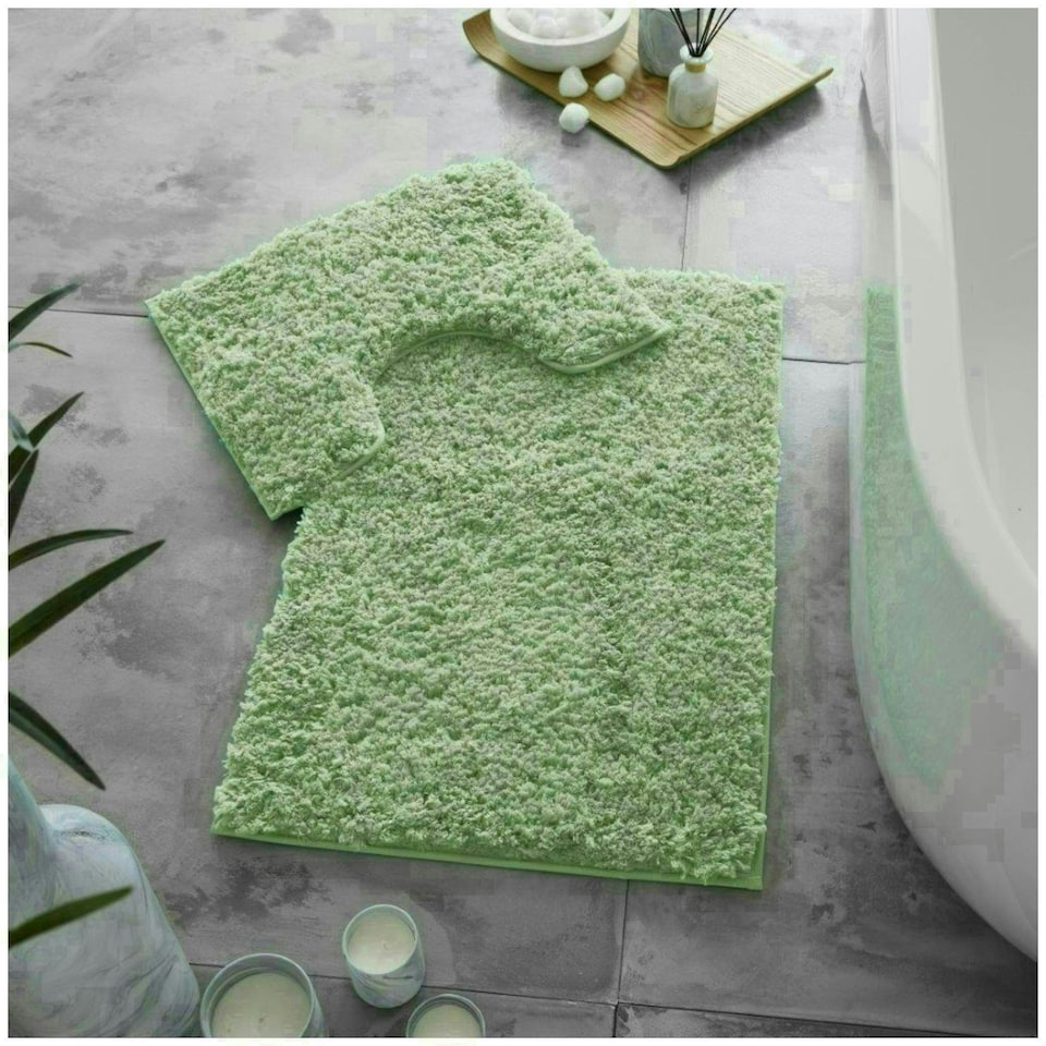 image 1 of VELVETIO Bath Mats & Pedestal Mat Set Anti Slip Super Soft Water Absorbent Green | Sage Green