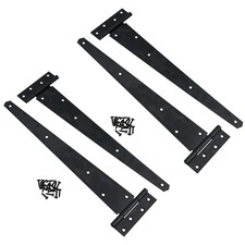 16in / 400mm Heavy Duty T Tee Hinges For Shed + Garden Gates Black Finish 4pc