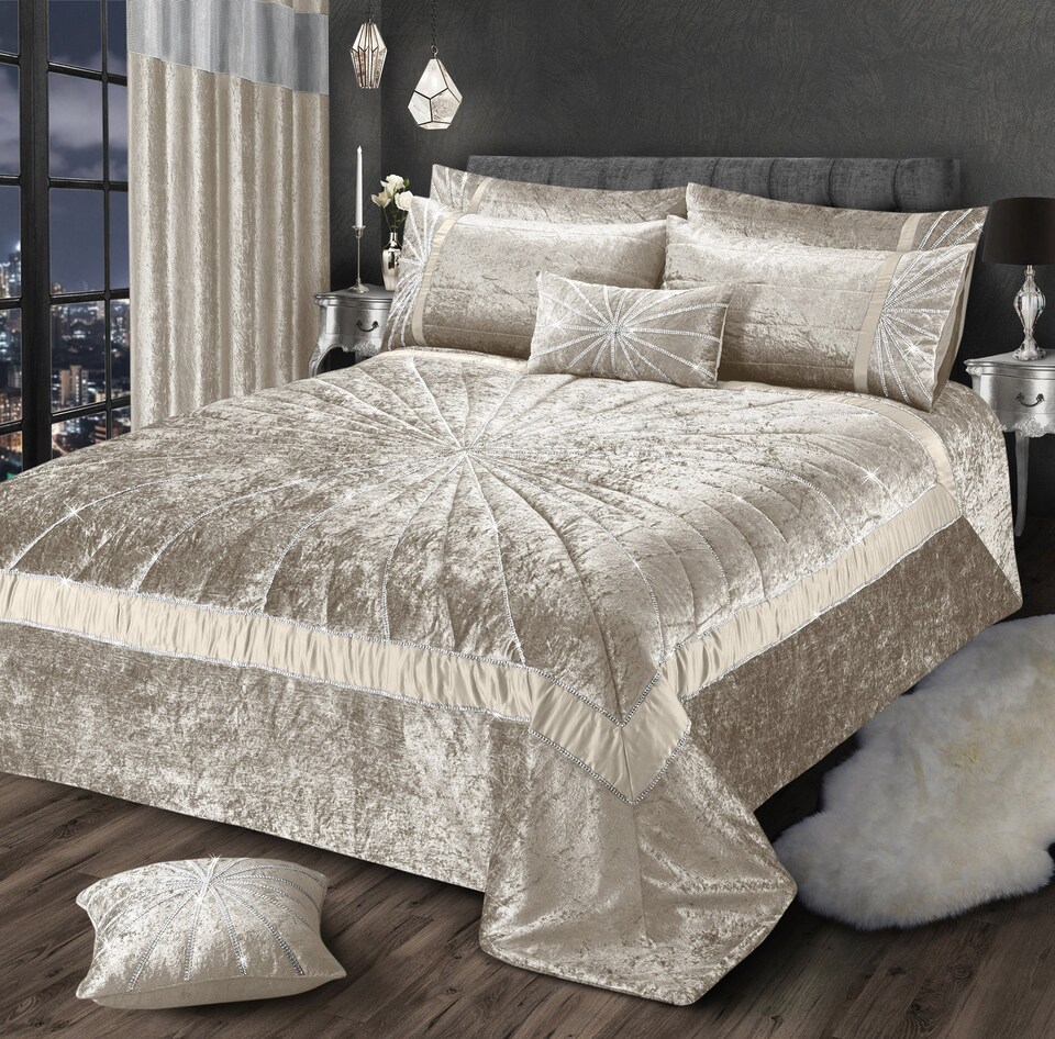 image 1 of Intimates Starburst Crushed Velvet Diamante Bedspread