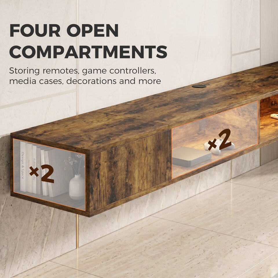 image 1 of HOMCOM TV Stand with RGB LED Lights for 75-Inch TV