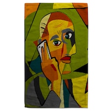 portrait cubism art style,man calls on a phone Designer Bath Towel | Multi