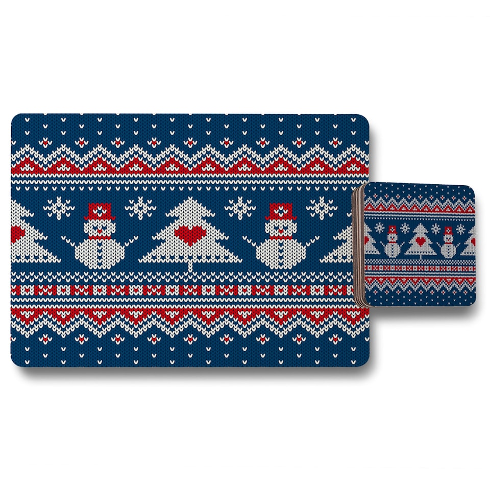winter holiday sweater design placemat coaster set | Multi