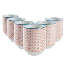 Nicola Spring Hand-Printed Tumblers - 280ml - Orange - Pack of 6 | Orange | Orange | 6