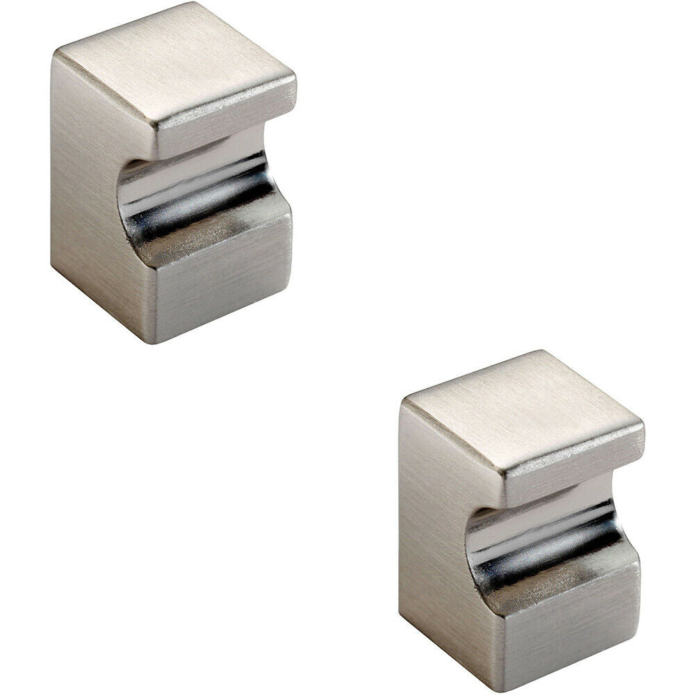Loops 2x Square Cupboard Door Knob 18 x 18mm 25mm Projection Satin Nickel in Metallics