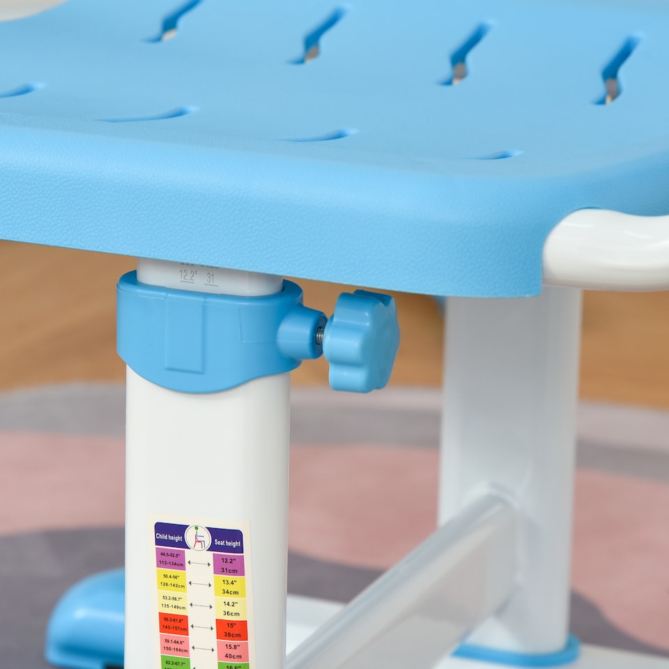 image 1 of HOMCOM Kids Desk and Chair Set, Height Adjustable Study Desk with USB Lamp | Blue