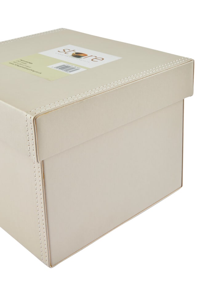 image 1 of Cuir Leather Effect Cream Storage Box