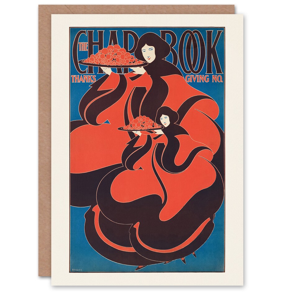 image 1 of W H Bradley The Chapbook Vintage Thanksgiving Cover Art Greeting Card