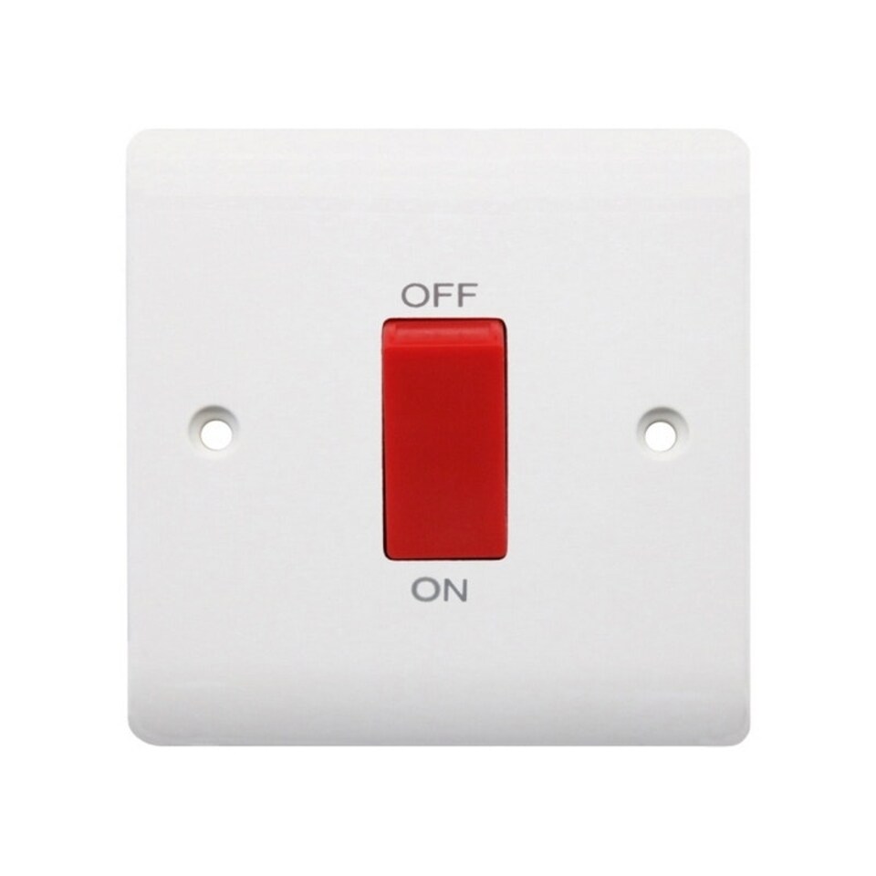 image 1 of Securlec 1 Gang Square Cooker Switch - White - One Size