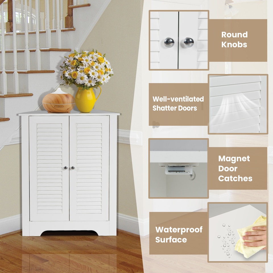 image 1 of COSTWAY Corner Bathroom Storage Cabinet Display Unit