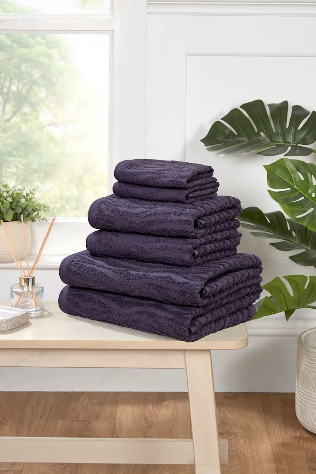 image 1 of Safari Pure Cotton Face Cloth Towels Set Of 4 | Purple | Face cloth | 4