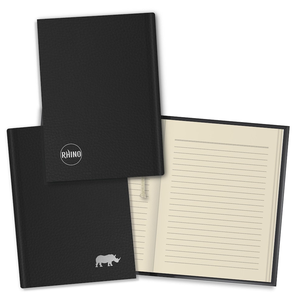 image 1 of Rhino A6 Flexiback Notebook Charcoal 160 Page 7mm Lined 5 Pack