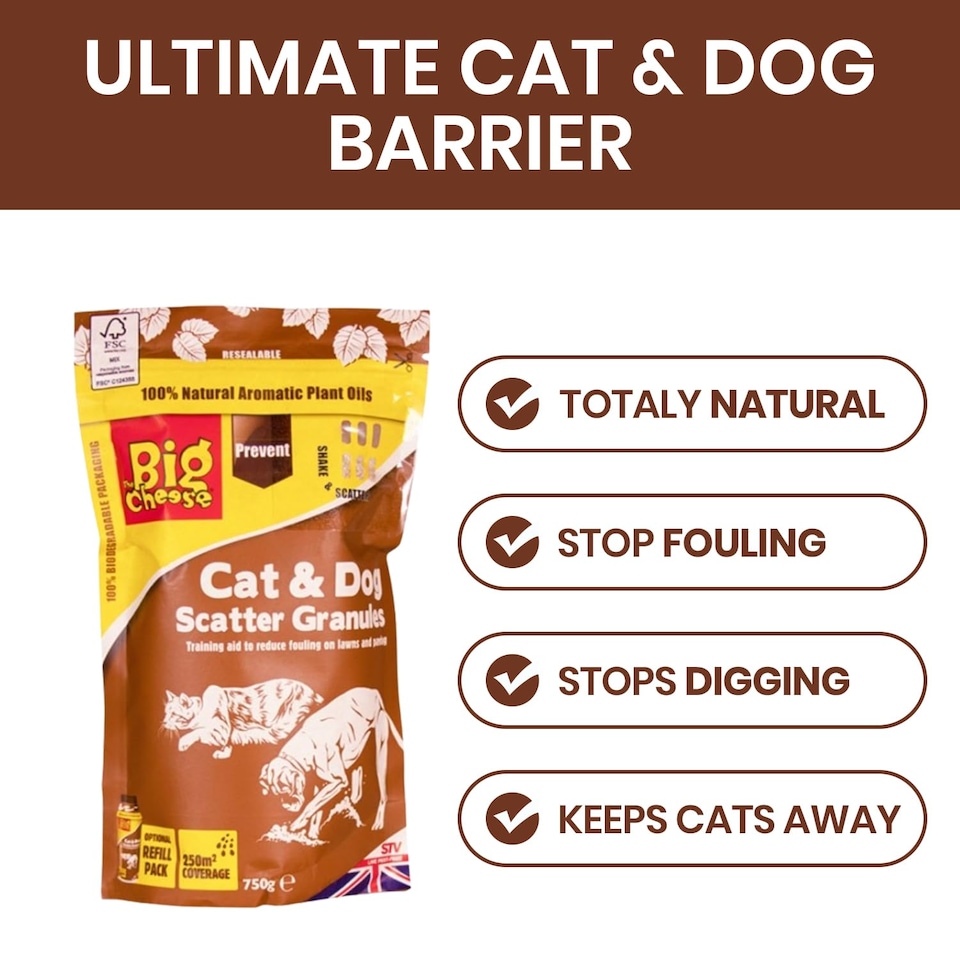 image 1 of Cat and Dog Scatter Granules 750g Natural Plant Oil Garden Pet Repellent for Digging Scratching Fouling Outdoor Patio