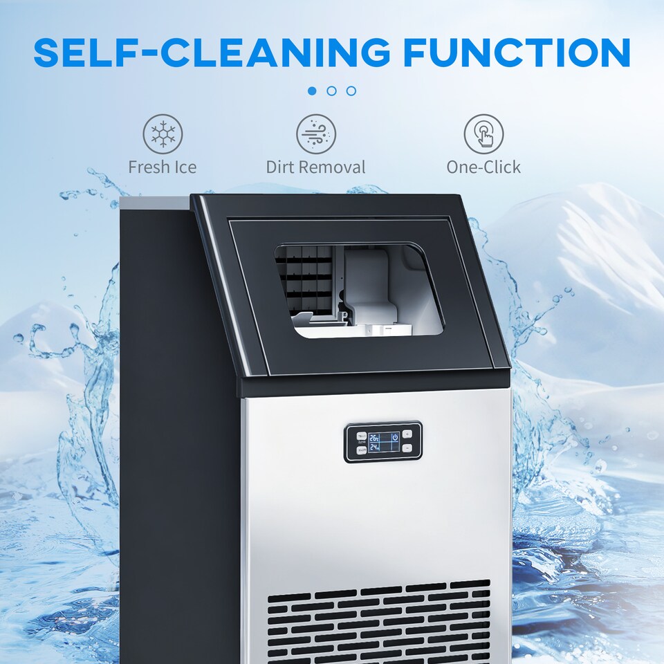 image 1 of HOMCOM Freestanding Ice Machine with 45kg/24H Capacity, Commercial Ice Maker