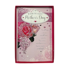 Happy Mother's Day Wishes Beautiful Roses Design Pink Boxed Card