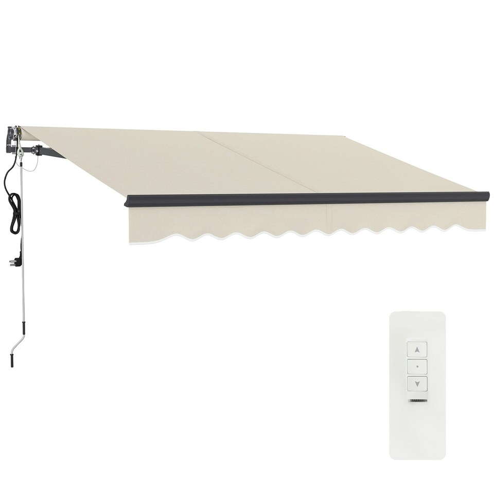 image 1 of Outsunny Electric Retractable Awning w/ Aluminium Frame Beige Cream | Beige