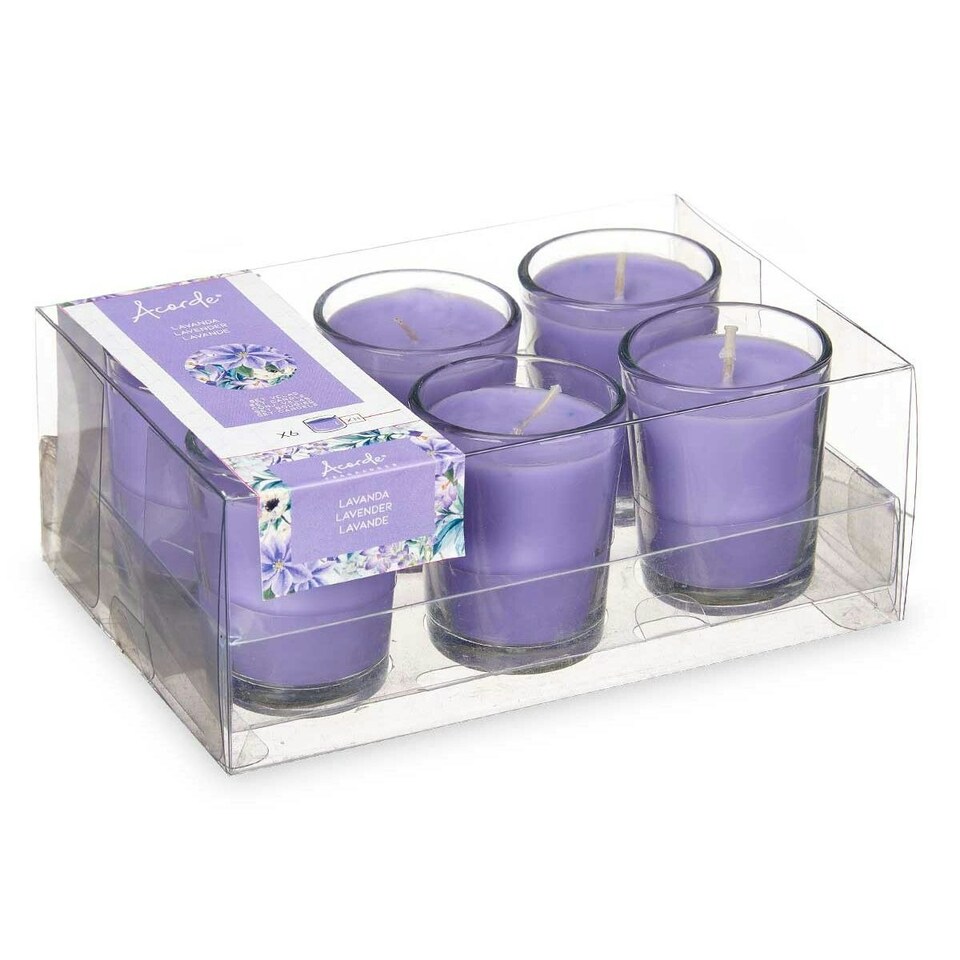 image 1 of Scented Candle Set Acorde 48-B-AR Lavendar Glass (12 Units) N/A