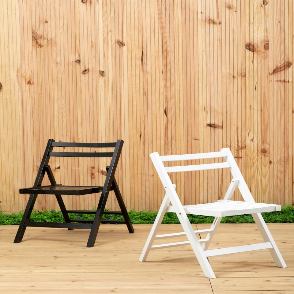 image 1 of Interiors by Premier Wood White Finish Folding Chair, Space-saver Camping Chair, Easy Foldable Wood Chair, Easy to Clean Chair