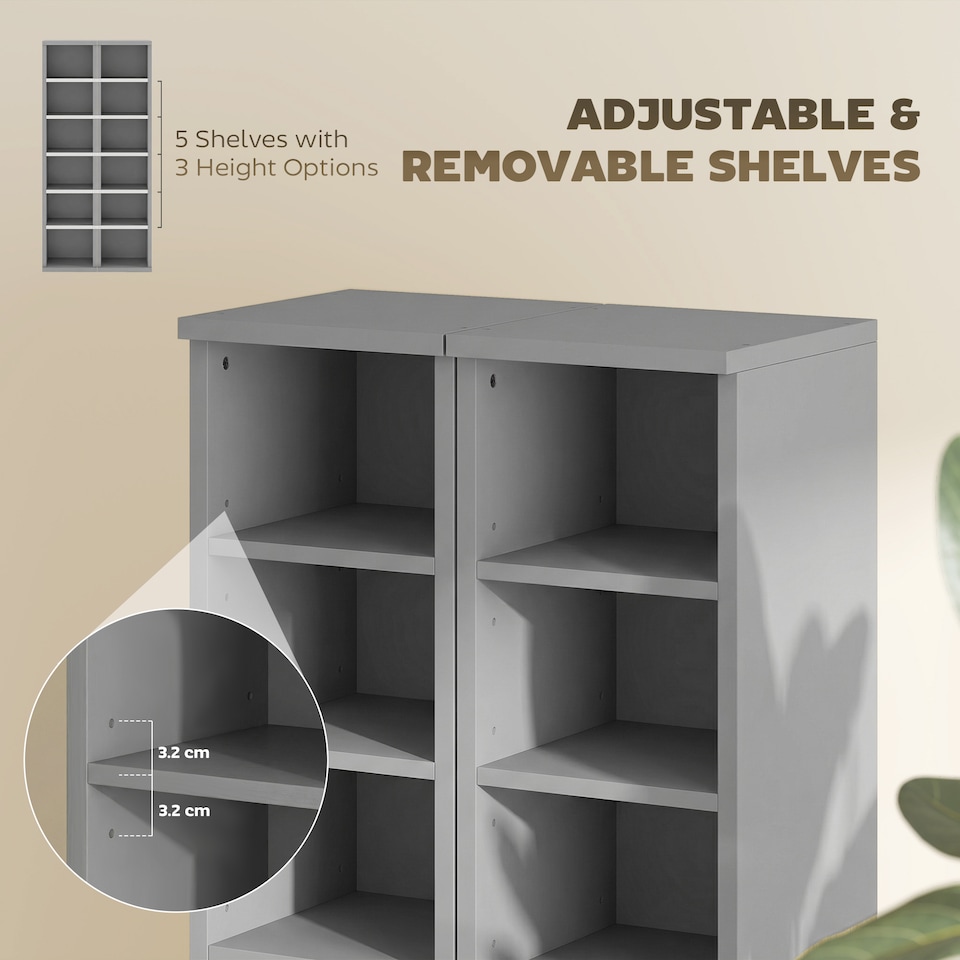 image 1 of HOMCOM Set of 2 CD Storage Units DVD Shelf with Adjustable Shelves | Grey | Light Grey | 21W x 22.5D x 88.5H cm