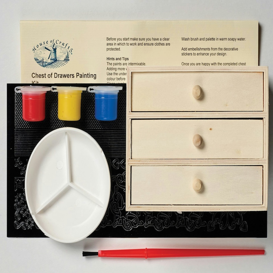 image 1 of House of Crafts Chest of Drawers Painting, Multicoloured, Single Craft Kit