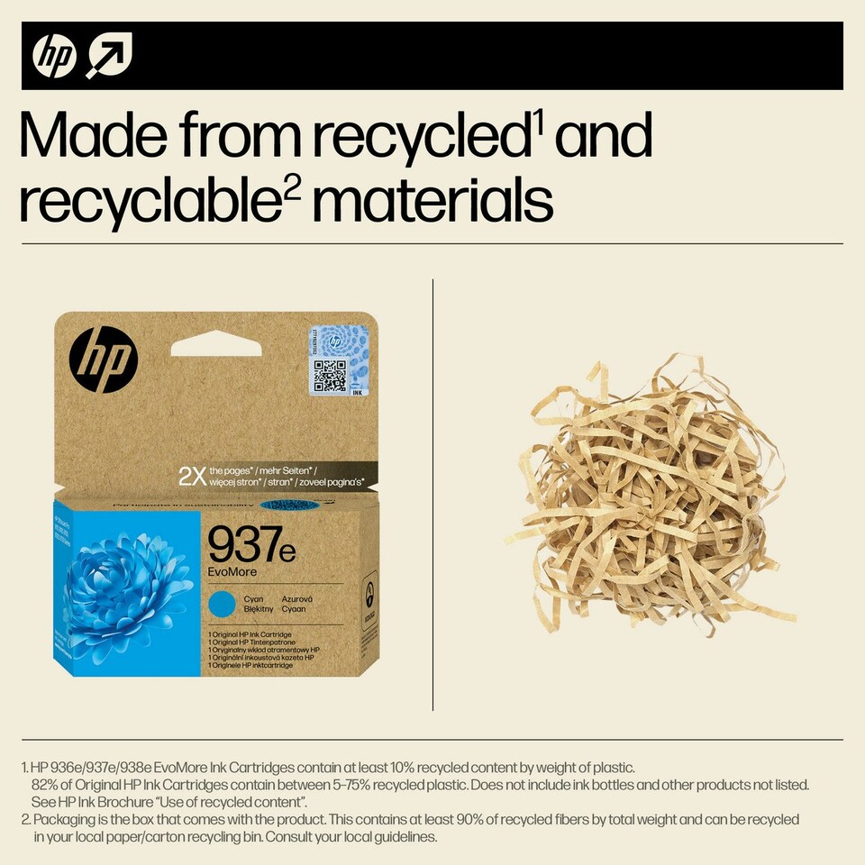 image 1 of HP 937e EvoMore Cyan Ink Cartridge Blue | HP 937e EvoMore Cyan Ink Cartridge