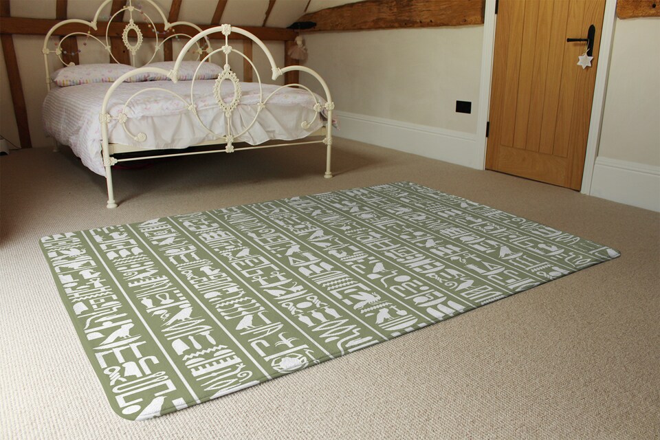 image 1 of Egyptian Hieroglyphic Decorative Background Designer Rug | Multi