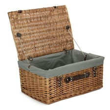 51cm Double Steamed Wicker Picnic Basket with Lining Grey | Grey | One Size