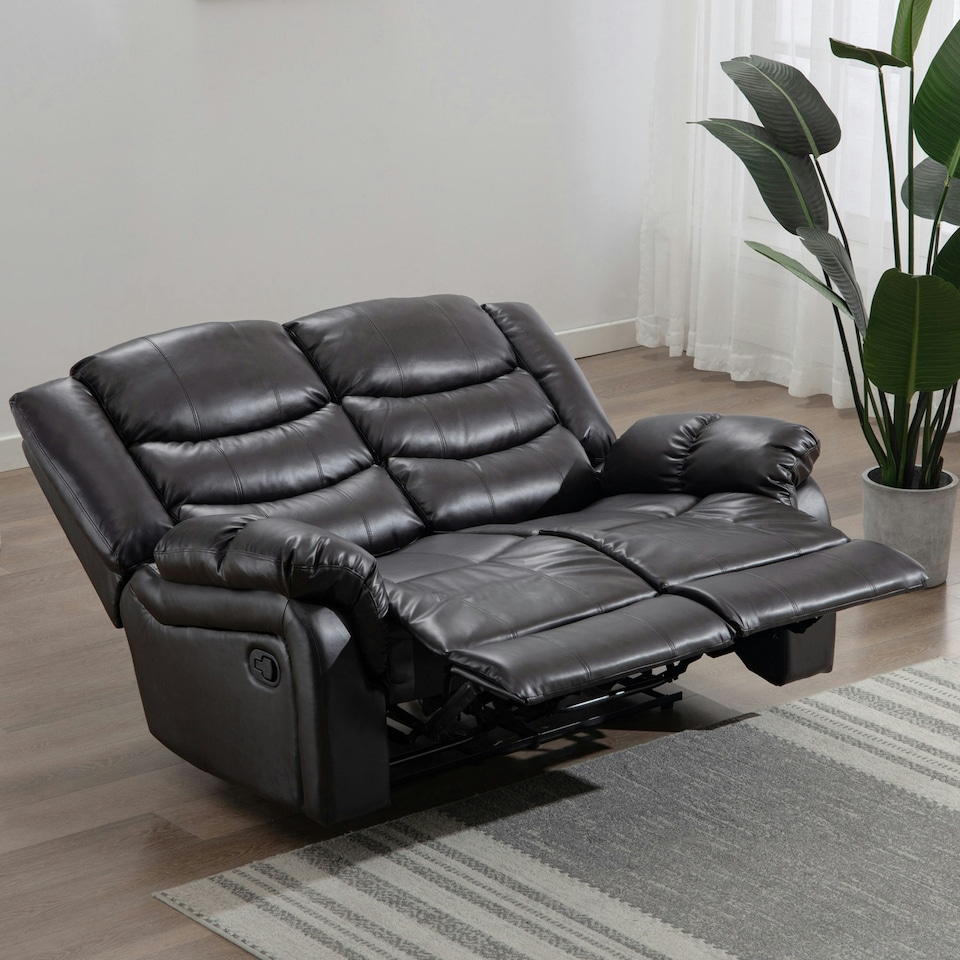 image 1 of Seattle 2 Seater Manual High Back Bonded Leather Recliner Sofa (Brown)