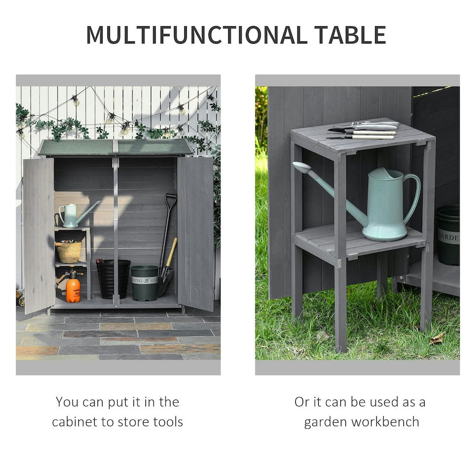 image 1 of Outsunny Garden Storage Shed Tool Organizer, 139x75x160cm, Grey