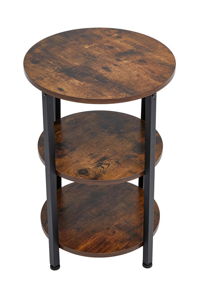image 1 of Living and Home Vintage Wooden Side Table 3 Tiers - 40 x 40 x 60cm H | Brown