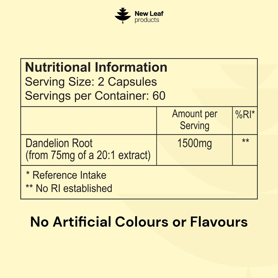 image 1 of Dandelion Root High Strength 120 Capsules, 1500mg P/S, 2-Months Supply