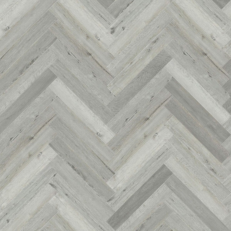 image 1 of Click LVT Flooring SPC 6.0mm NodSl Winter  Herringbone Wood Effect For Home & Contract Commercial Use | Grey | Grey | Planks per Pack:  16  | Coverage per Pack: 1.114m² | 1