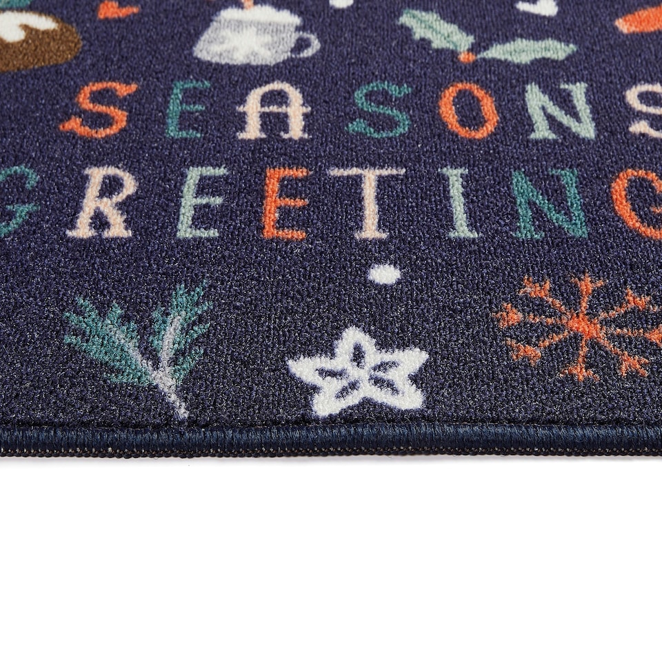 image 1 of Floormatters Printed Loop Seasons Greetings 2pcs Mat and Runner 40X60 & 50X150