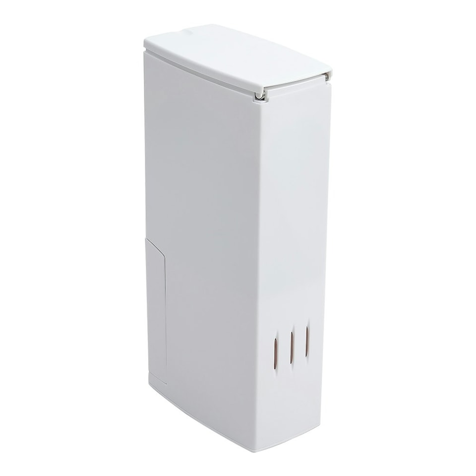 image 1 of Living and Home Slim Plastic Trash Can with Toilet Brush Set White