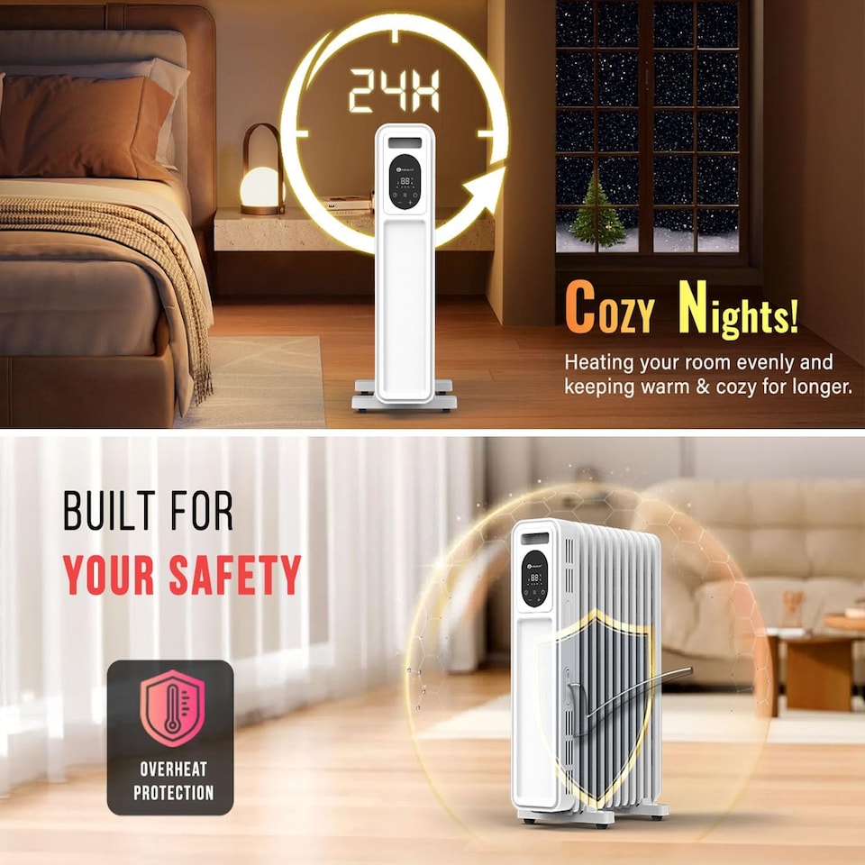 image 1 of 2300W Oil Filled Radiator with Remote Control White