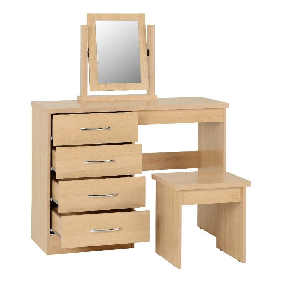 image 1 of Nevada 4 Drawer Dressing Table Set Brown | Sonoma Oak