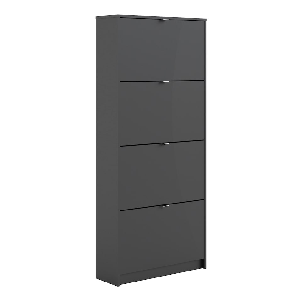 image 1 of Shoes Shoe Cabinet 4 Flip Down Doors and 2 layers in Matt Black