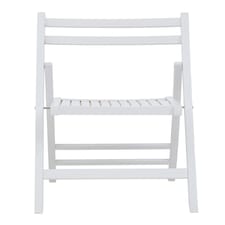 Interiors by Premier Wood White Finish Folding Chair, Space-saver Camping Chair, Easy Foldable Wood Chair, Easy to Clean Chair