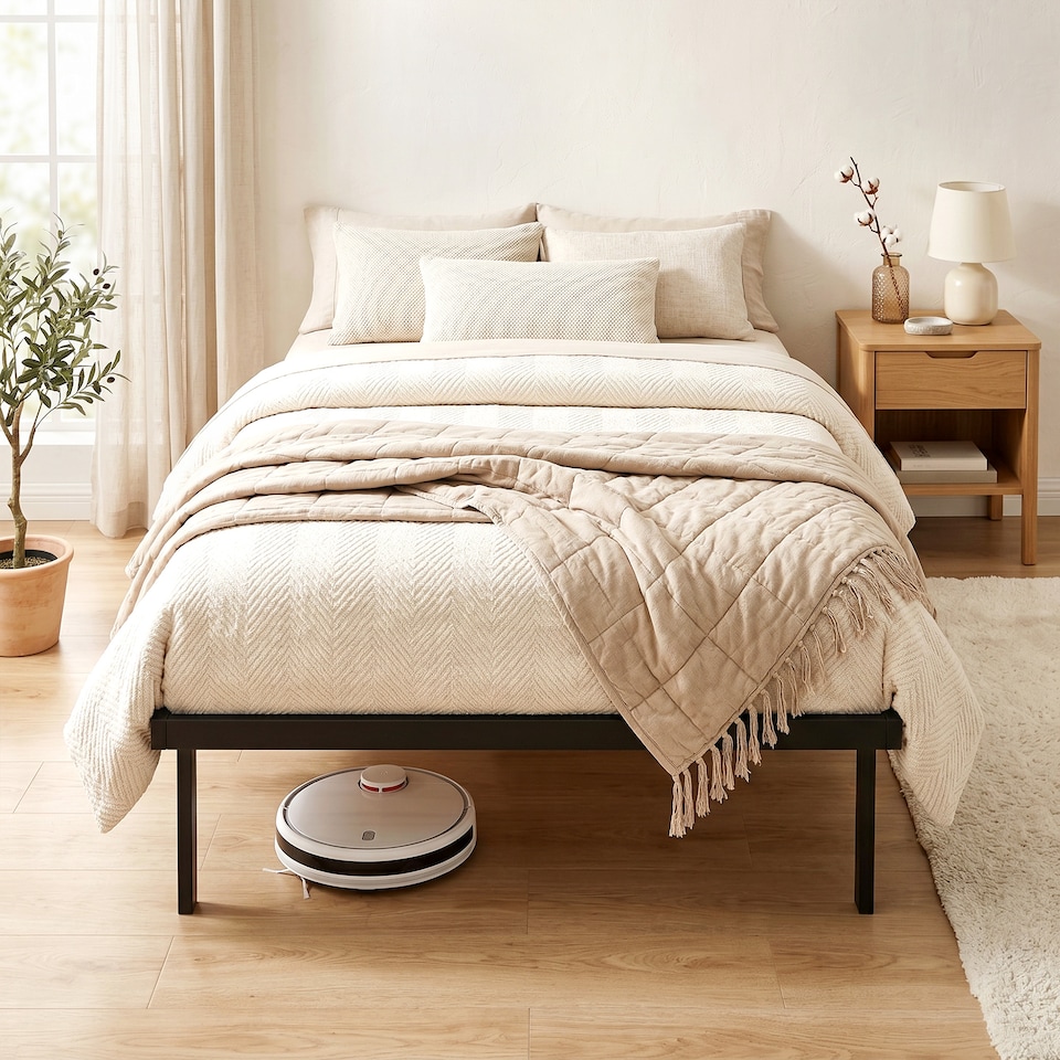 image 1 of HOMCOM 3ft Single Bed Frame with Underbed Storage, No Box Spring Needed