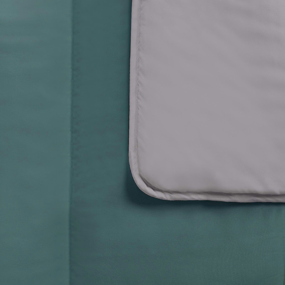 image 1 of OHS Coverless Reversible 10.5 Tog Duvet And Pillowcase Bedding Set, Single - Teal/Grey | Multi | Teal and Grey | Single